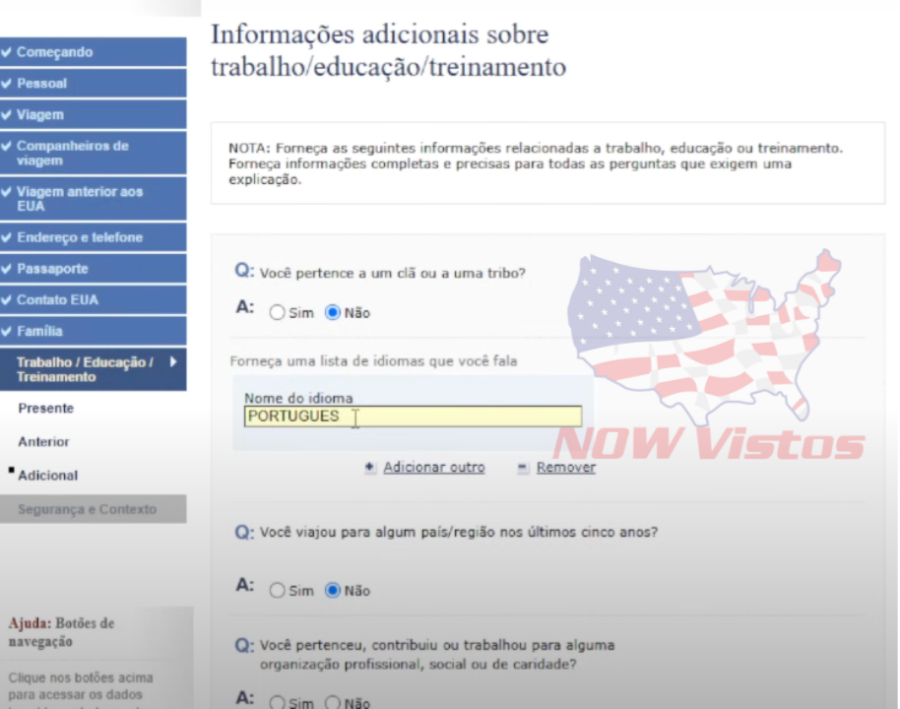 Imagem Artigo 02 abril 2025 início do DS///DS-160 formulário Visto Americano passo a passo idiomas e viagens